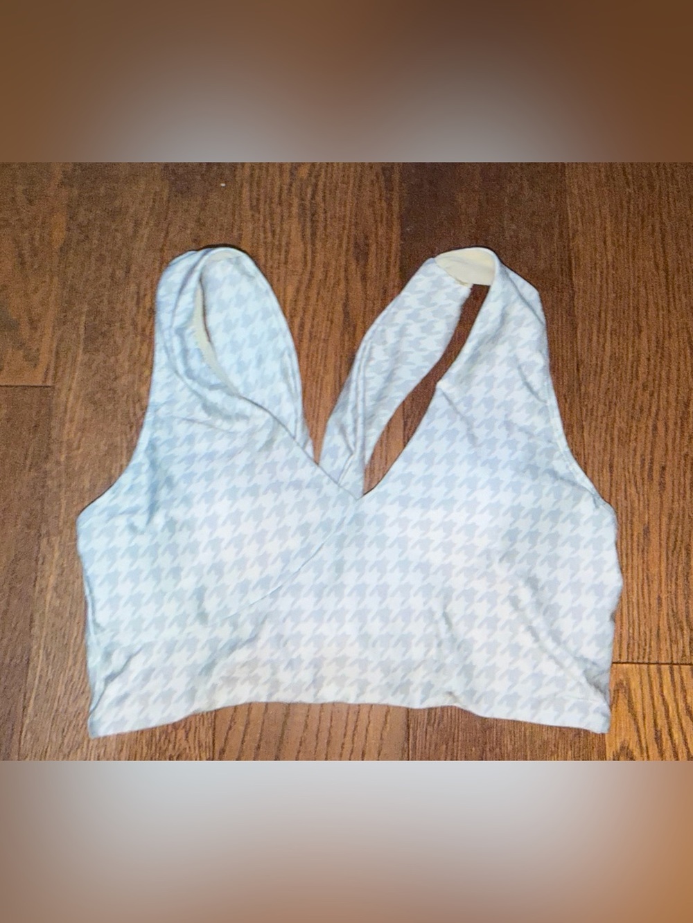 REI x Nani Squared Switch V Crop Swimsuit bikini top size medium gray UPF 50